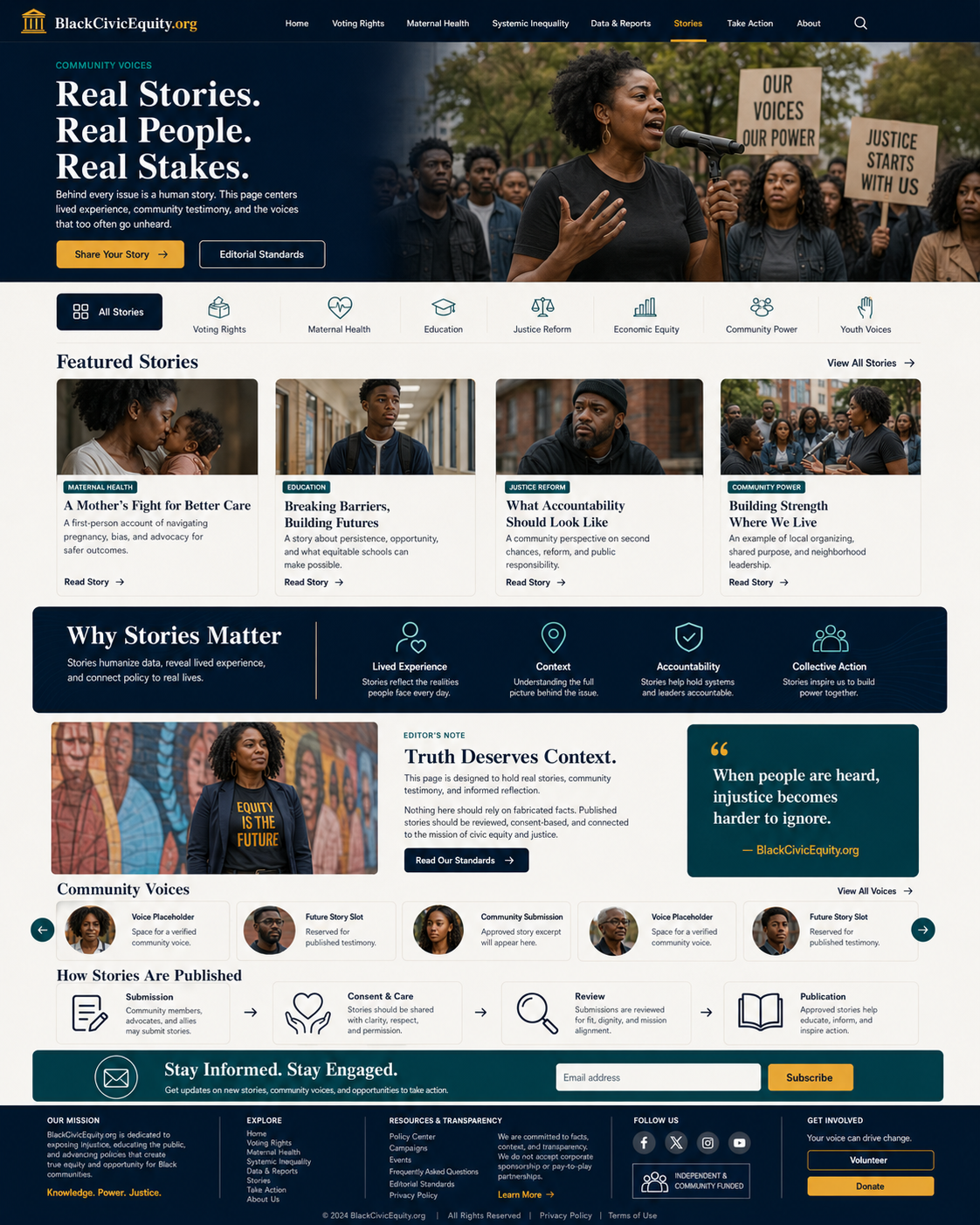 Stories page for BlackCivicEquity.org